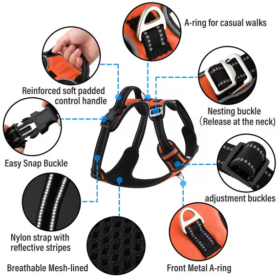 Mishmishe No-Pull Dog Harness: Adjustable Reflective Vest Harness