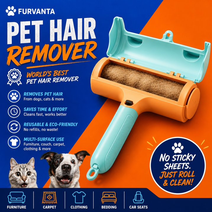 Mishmishe Reusable Pet Hair Remover Roller for Sofas, Clothes & Car Seats