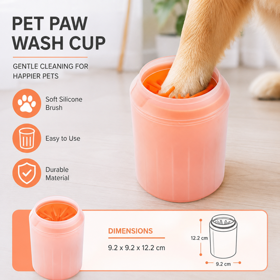 Mishmishe Portable Paw Cleaner Cup: Soft Silicone Brush for Muddy Paws